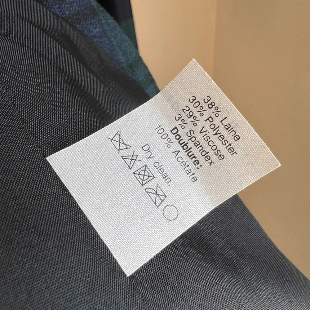 J. Crew Schoolboy‎ Blazer Size 4 Black Watch Plaid Navy Green Gold Button Jacket